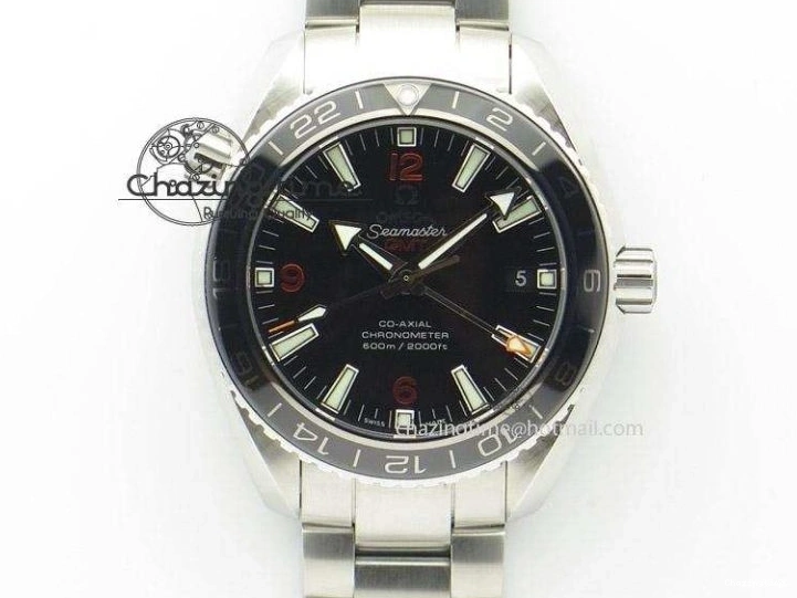 0408 Planet Ocean Master Chrono 45mm SS OM 1:1 Best Edition Black Dial On Orange Rubber Strap A Attractive 8170